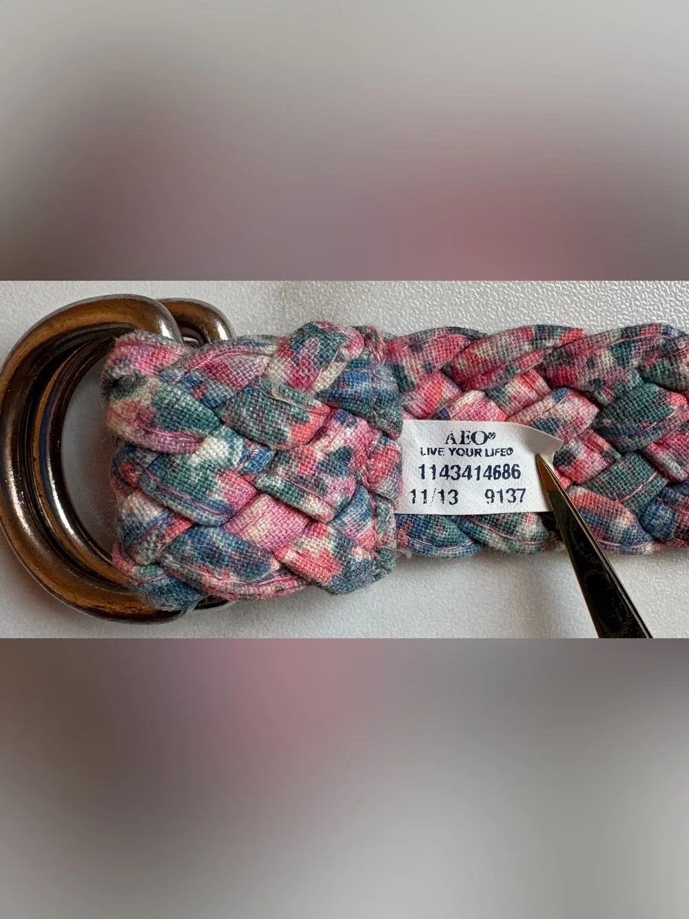 American Eagle Outfitters Braided Multi-Color Belt with Silver Rings